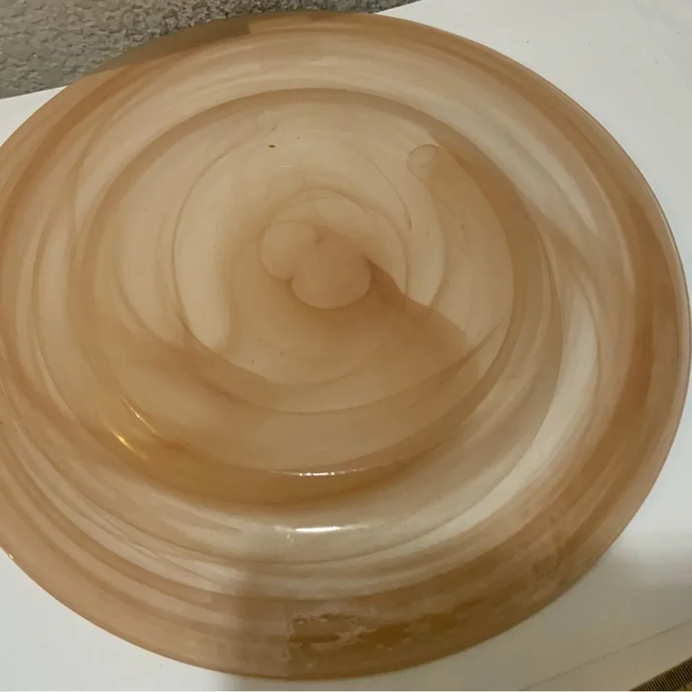 Pier 1 Imports Alabaster Peach Swirl Glass Charges Plates 12.75